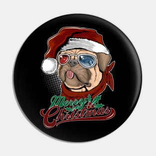 Merry Christmas cute pug Pin