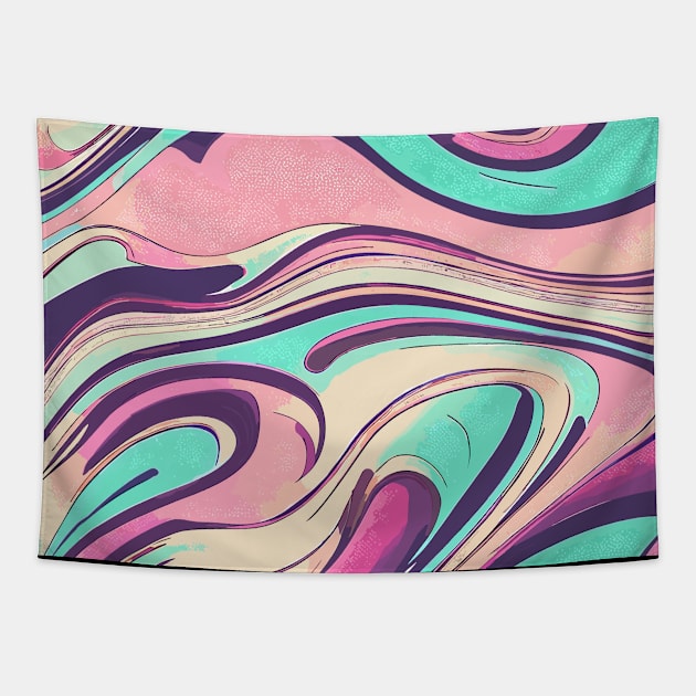 Retro abstract waves pattern Tapestry by TomFrontierArt