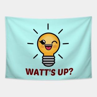 Watt's Up? - Cute Bulb Pun Tapestry