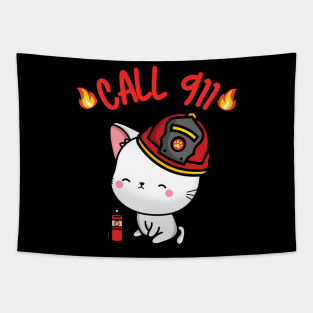 Firefighter Angora cat Tapestry