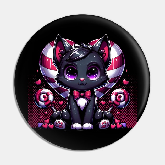 Valentines Day Black Cat Pin by Offbeat Outfits