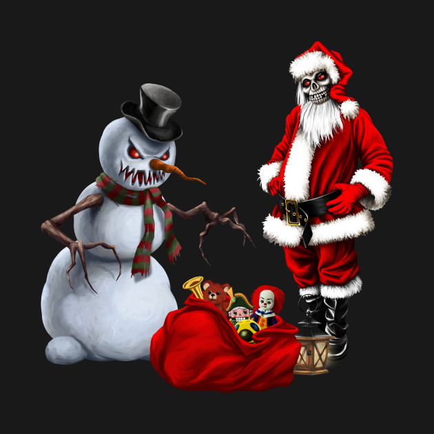 Dark christmas time with creepy Santa Claus and snowman by Nicky2342