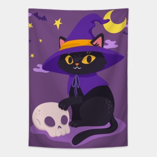 Halloween Witch Kitty Tapestry