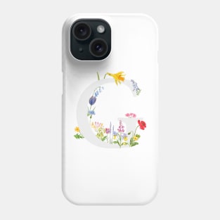 botanical monogram alphabet g wildflowers Phone Case