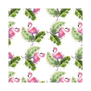 Colorful Pink Flamingos Pattern T-Shirt