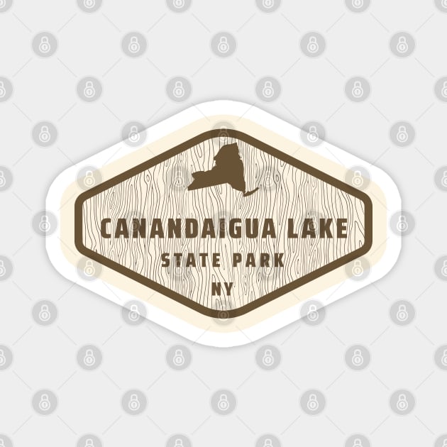 Canandaigua Lake State Park New York - Tree Log Texture Wooded Sign Sticker Magnet by Go With Tammy