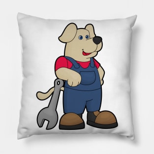 Dog as Mechanic with Wrench Pillow