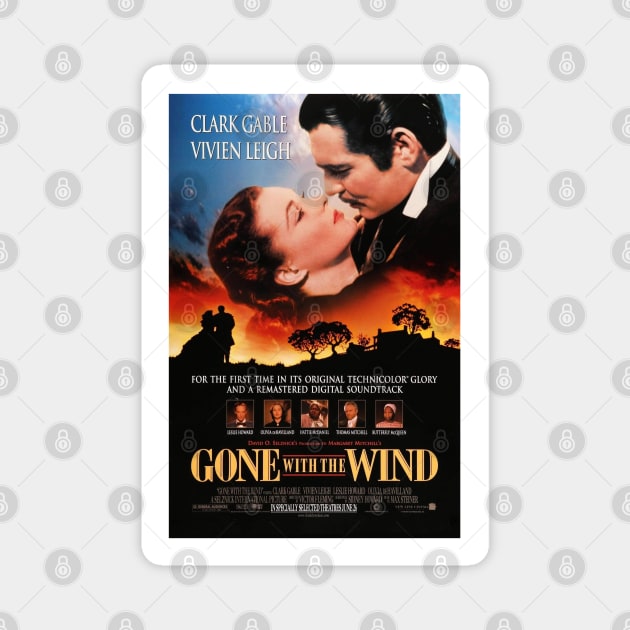 Gone With The Wind 1998 Re-Release Movie Poster Magnet by Noir-N-More