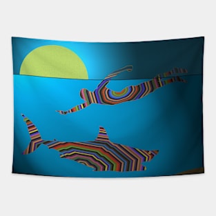 Shark and Swimmer Tapestry