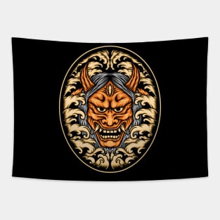 Oni mask illustration Tapestry