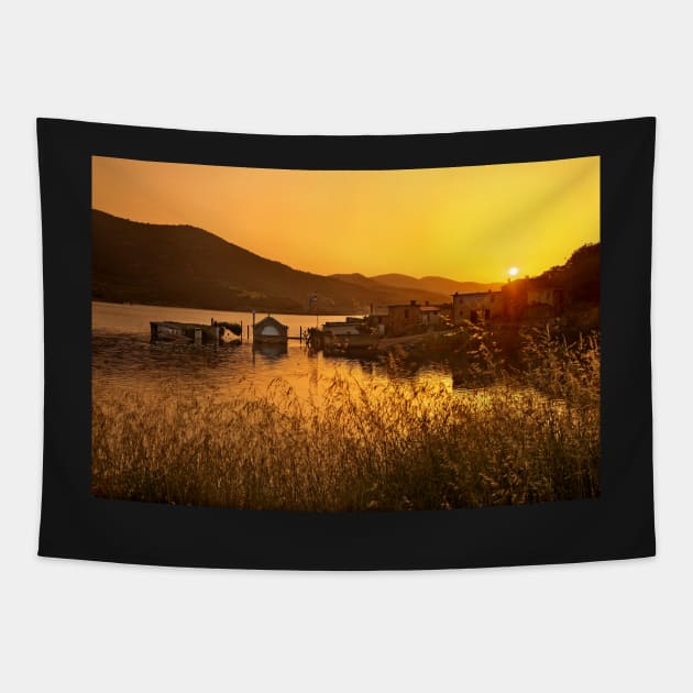 Sunset of the sunken village - Crete Tapestry by Cretense72