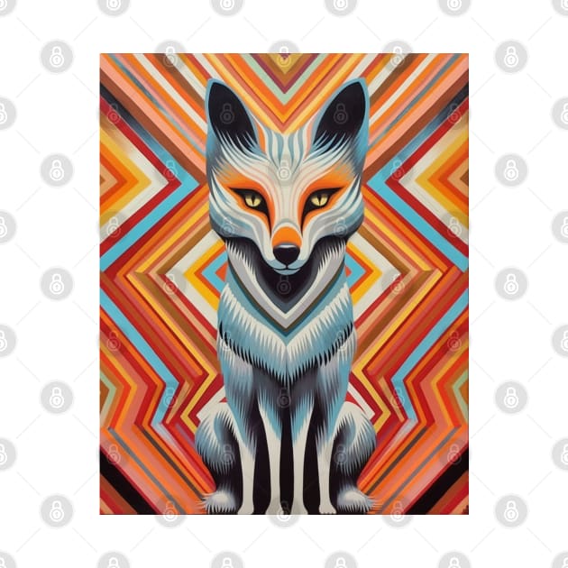 Spectrum Fox: Radiant Op Art Red Fox Design by Unboxed Mind of J.A.Y LLC 