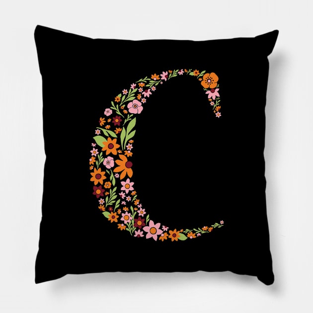 Retro Floral Letter C Pillow by zeljkica