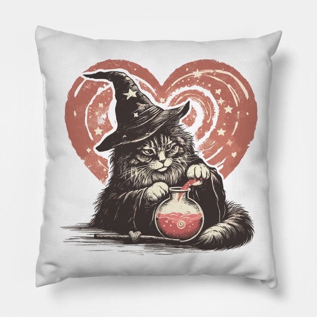 Maine coon wizard of love Pillow by TomFrontierArt