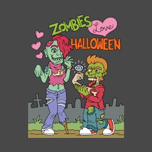 Zombies love halloween - Halloween Gift T-Shirt