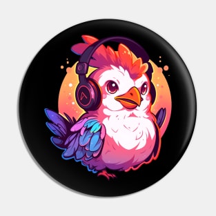 Chicken Headphones Pin