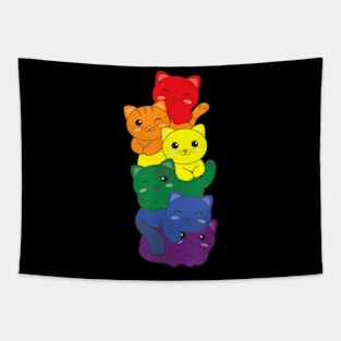 Rainbow Flag Pride Month Lgbtq Rainbow Cat Tapestry