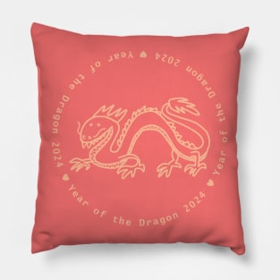 Year of the Dragon 2024 in Peach Fuzz Pillow