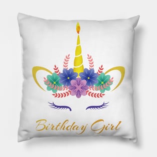 Birthday Girl Unicorn Birthday T-Shirt Pillow