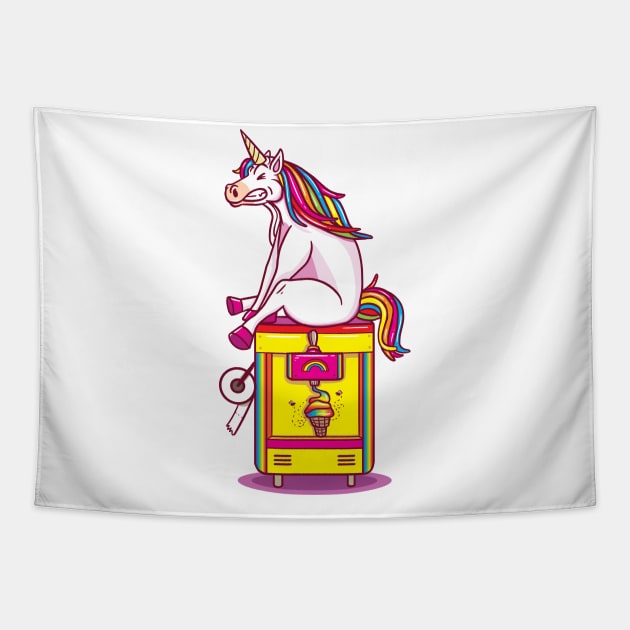 Unicorn Pooping Ice Cream Tapestry by positivedesigners