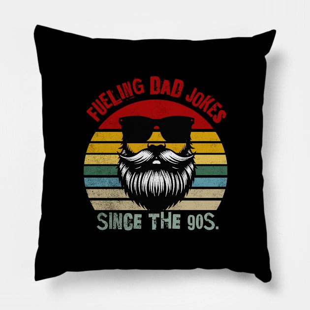 Fueling Dad Jokes Since The 90s Retro Funny Dads Pillow by hippohost