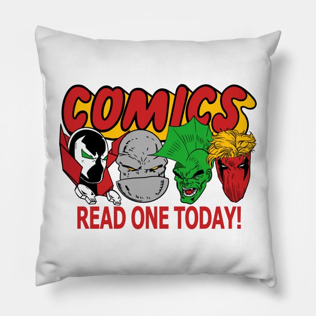 Comics Read One Today (Class of 1992 Edit.) Pillow by dumb stuff, fun stuff