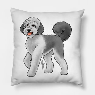 Dog - Labradoodle - Black and White Pillow