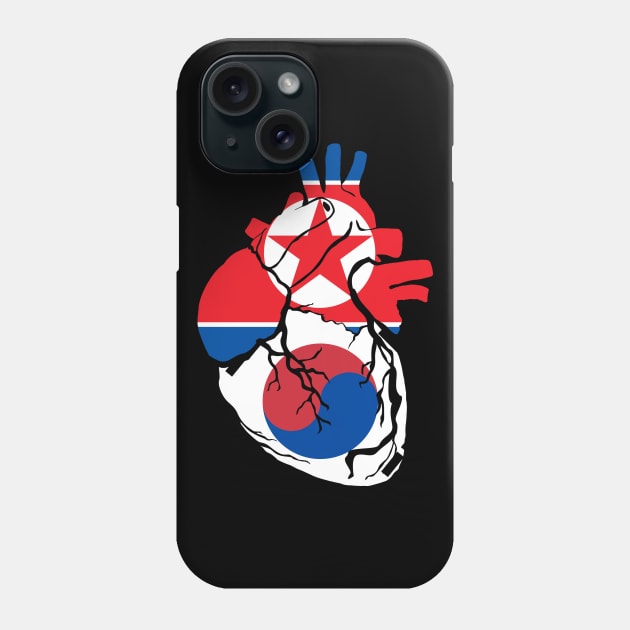 North and South Korea flag heart Phone Case by Bun Art Store