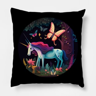 The Unicorn & Butterfly Fantasy Art Pillow