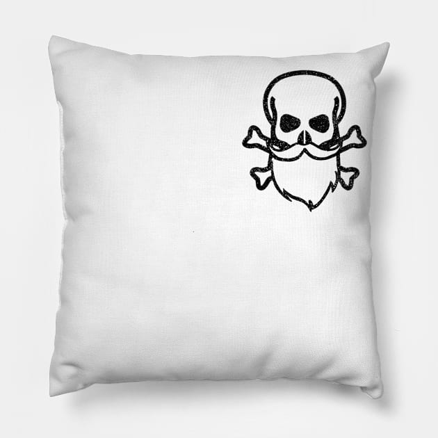 Skull and Beard Pocket Logo - Black Pillow by Tatted_and_Tired