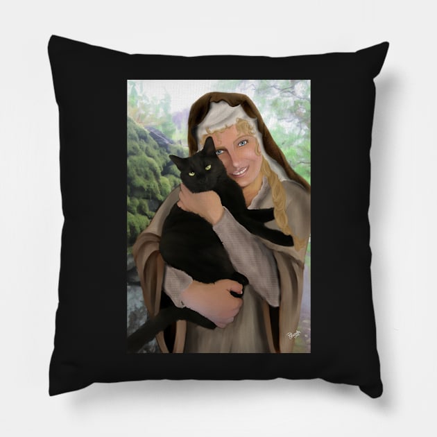 Saint Gertrude of Nivelles Pillow by MaureenMarlowe