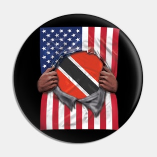 Trinidad And Tobago Flag American Flag Ripped - Gift for Trinidadian And Tobagoan From Trinidad And Tobago Pin