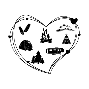 Camping Lover Custom Family Camping | Adventure Vacations | Heart Graphic T-Shirt