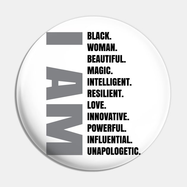 I AM | Black Woman Pin by UrbanLifeApparel