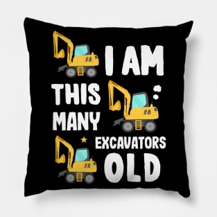 Toddler Outfit as 3rd Birthday Excavator Pillow