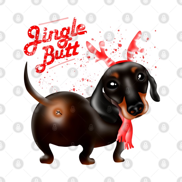 Dachshund Christmas reindeer dog, cutest butt of all by AdishPr