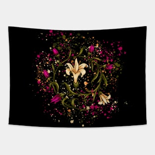 Lilies decorative art, victorian style ornamental flower Tapestry