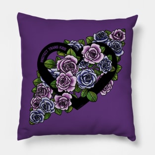 Protect Trans Kids Heart Trans Roses Pillow