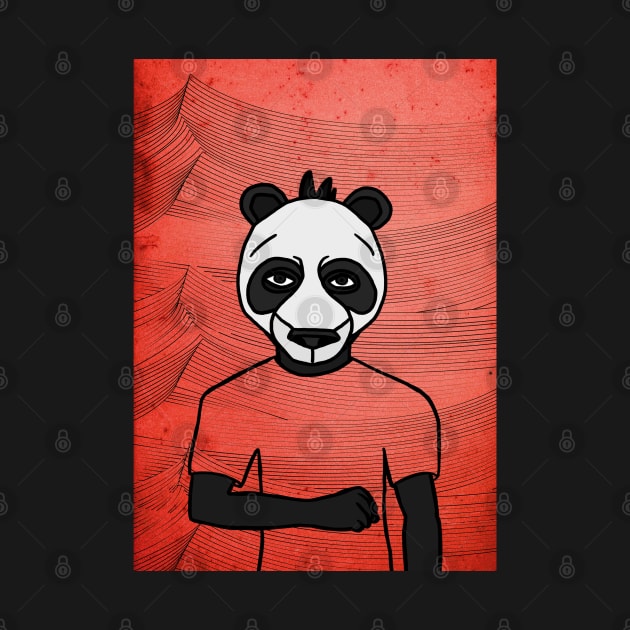 Kung Fu: Male NFT with Animal Mask, Dark Eyes, and Gray Aesthetic in a Waves Background by Hashed Art