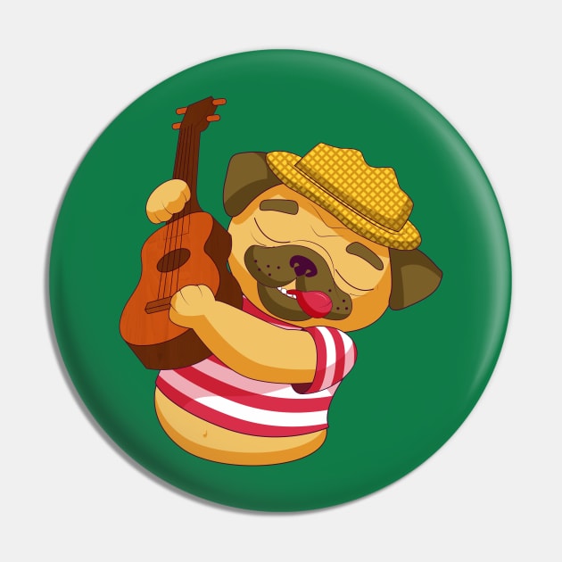 Pug Guitar Pin by Mako Design 