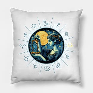 ZODIAC Libra - Astrological LIBRA - LIBRA - ZODIAC sign - Van Gogh style - 9 Pillow