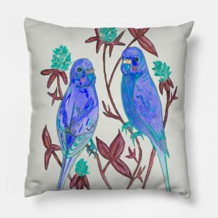 Blue budgies Pillow