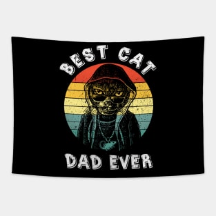 Best Cat Dad Ever Vintage Sunset Tapestry