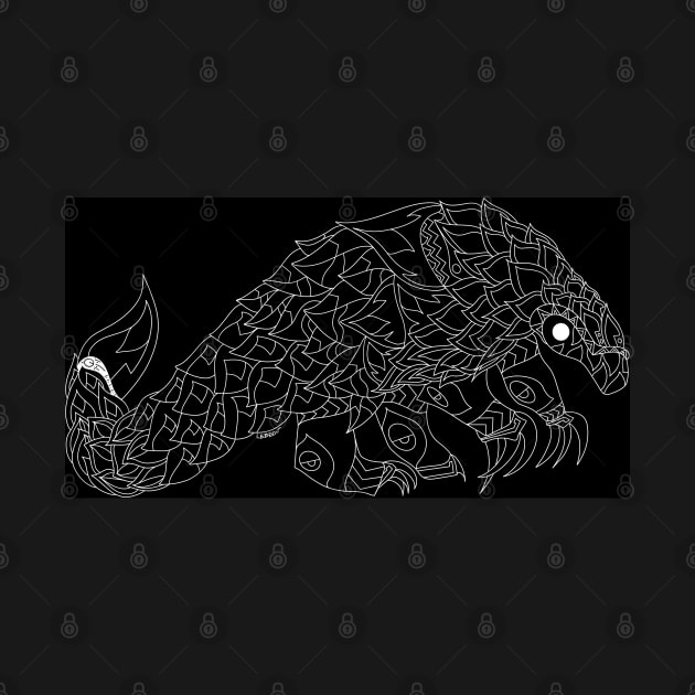 don pangolin in ecopop pattern line art by jorge_lebeau