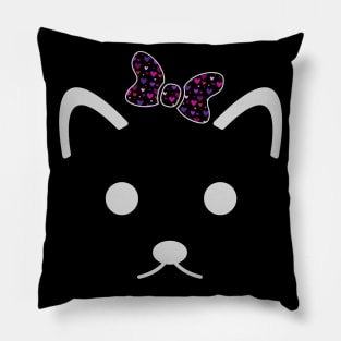 Funny colorful cat with hearts | Pattern with hearts and cat Pillow