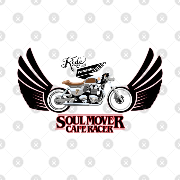 winged Cafe Racer Soul Mover with type by SFDesignstudio