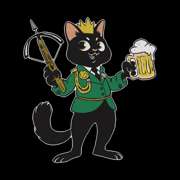 Black cat with crossbow and beer by Picasso_design1995