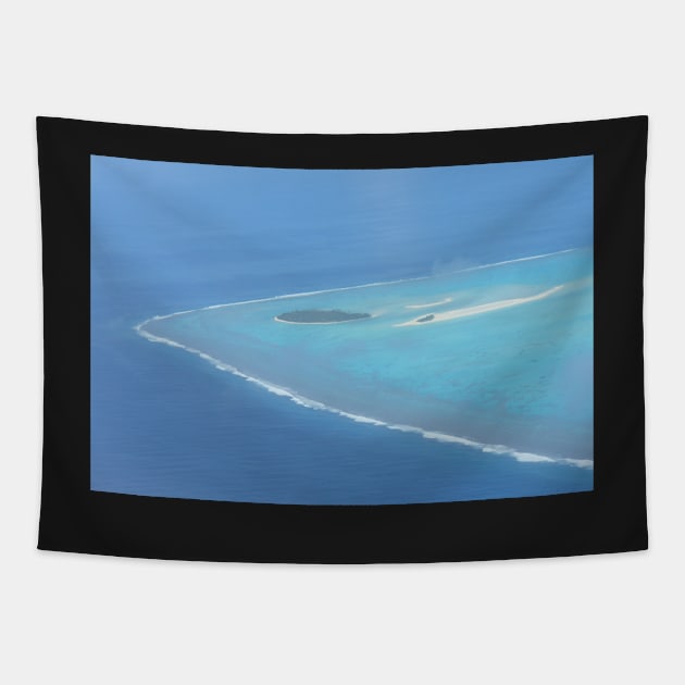 Aitutaki Lagoon Motu Maina Aerial View Tapestry by KaSaPo