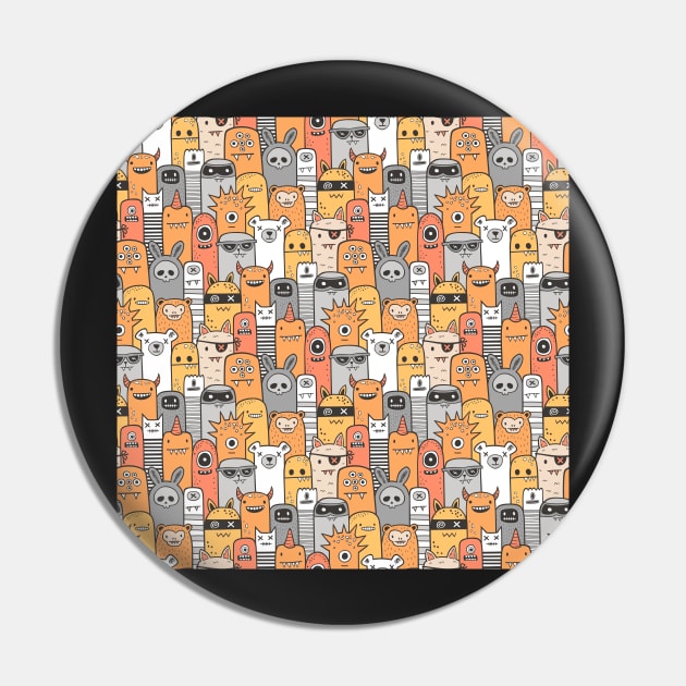 Monsters & Friends in Orange Pin by CajaDesign