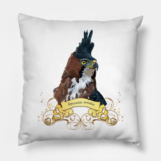 crested eagle Pillow by obscurite